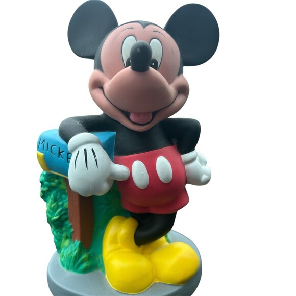 Vintage Mickey‎ Mouse w/ Mailbox Hard Plastic PVC Coin Piggy Bank Disney 8" - Picture 3 of 5